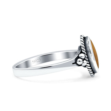 Vintage Style Marquise New Design Thumb Ring Statement Fashion Simulated Tiger Eye 925 Sterling Silver
